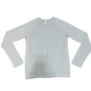 EUC Athleta Girl Power Up Sport Length Top Mint Green Silver Stripes XXL / 16